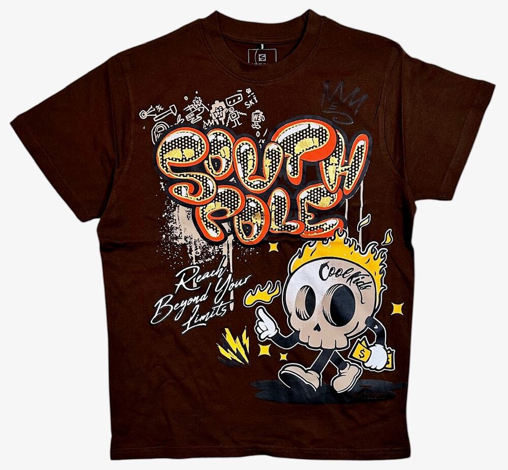 Southpole Men's T-Shirt Reach Beyond Your Limits Metallic Print Tee in Mocha